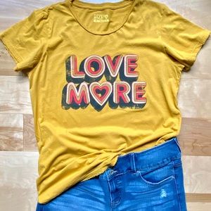 Love More Vintage Style Mustard Yellow Tee